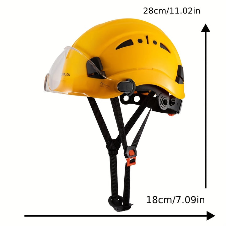 High-Quality ABS Construction Hard Hat with Goggles - Adjustable, Breathable Safety Helmet for Workers