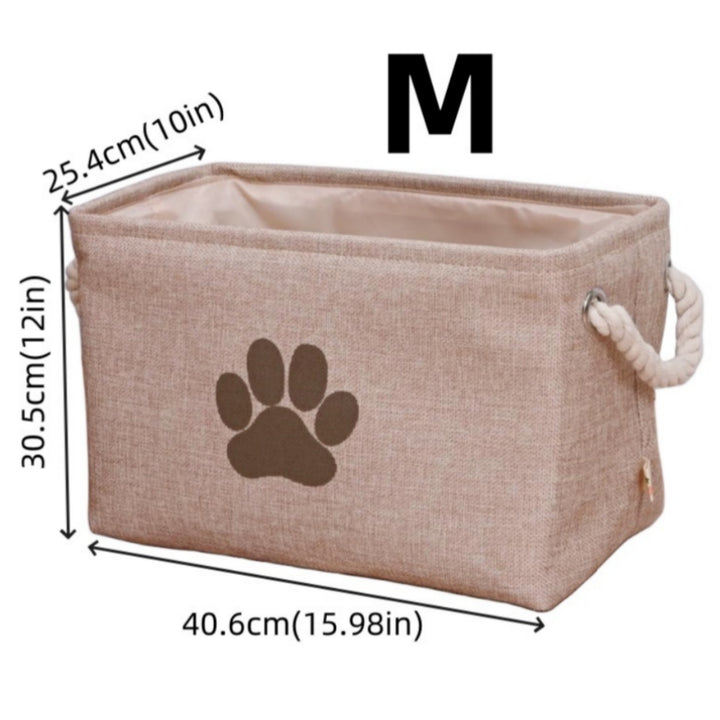 Rectangle Pet Storage Basket - Collapsible Fabric Organizer with Sturdy Rope Handle for Toys, Cloth, and Accessories - Space-Saving, Portable, and Easy to Clean