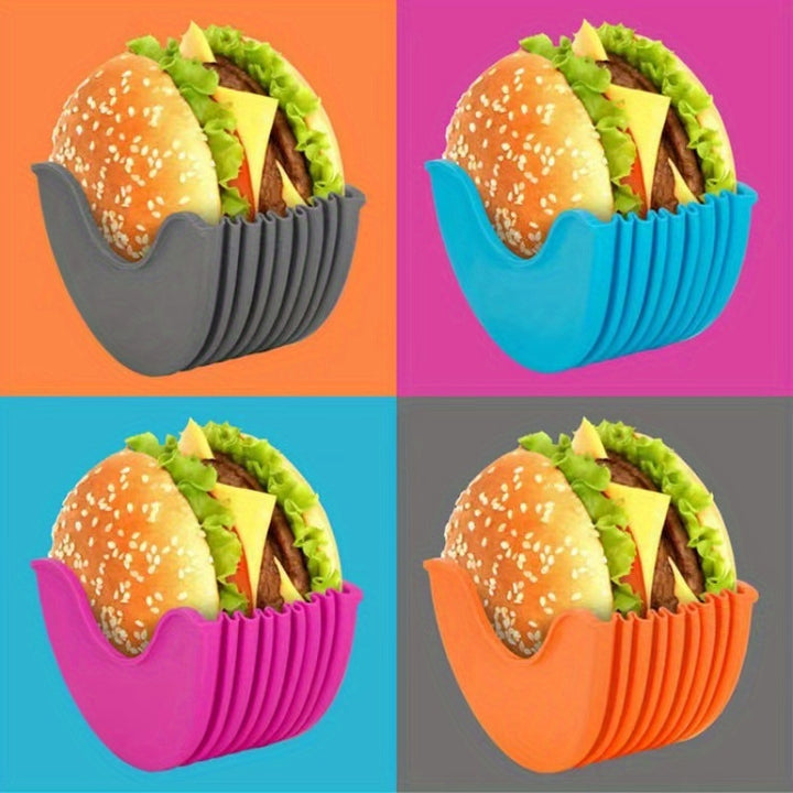 [Expandable Silicone Rack] 1pc/4pcs Reusable Expandable Silicone Hamburger Rack - Hamburger Tool Rack, Storage Rack, Kitchen Storage Box
