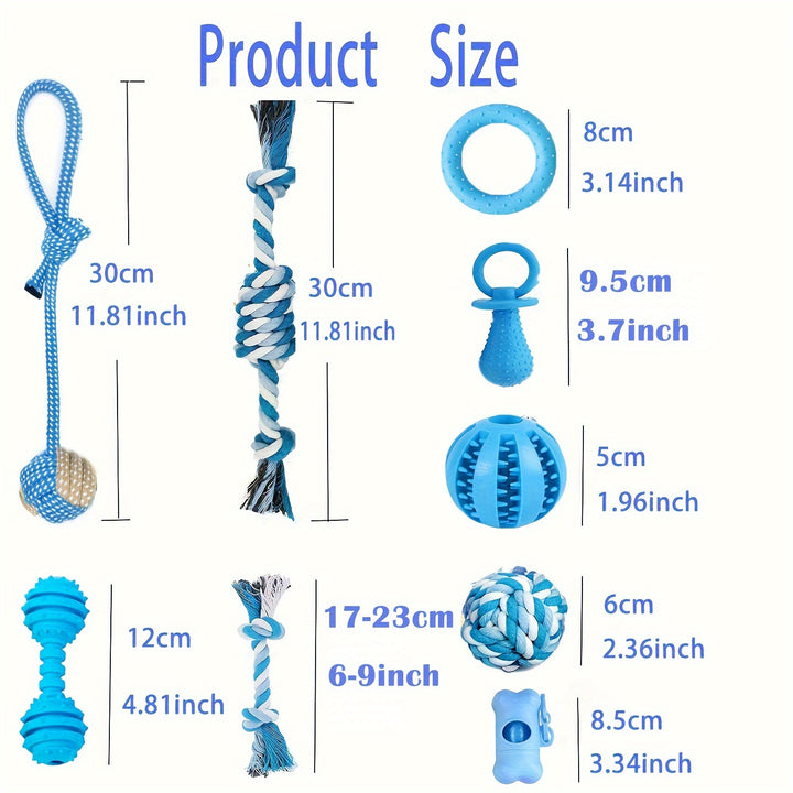 20 Packs Puppy Chew Toys - Dog Teething Toys For Puppies, Puppy Toys Teething Rings And Durable Ropes, Blue Rubber Toy Bundle For Small Dogs, Cute Interactive Dog Balls For Small Breed