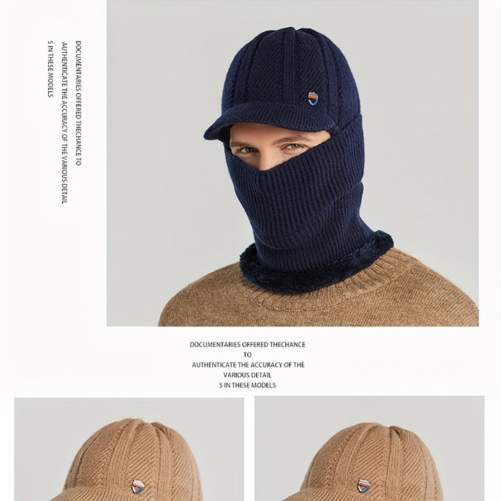 Winter 2 In 1 Set, Balaclava Neck Warmers Knitted Hat Beanie Face Cover Cap For Men And Women, Ear Protection Knitted Hat Neck Cover