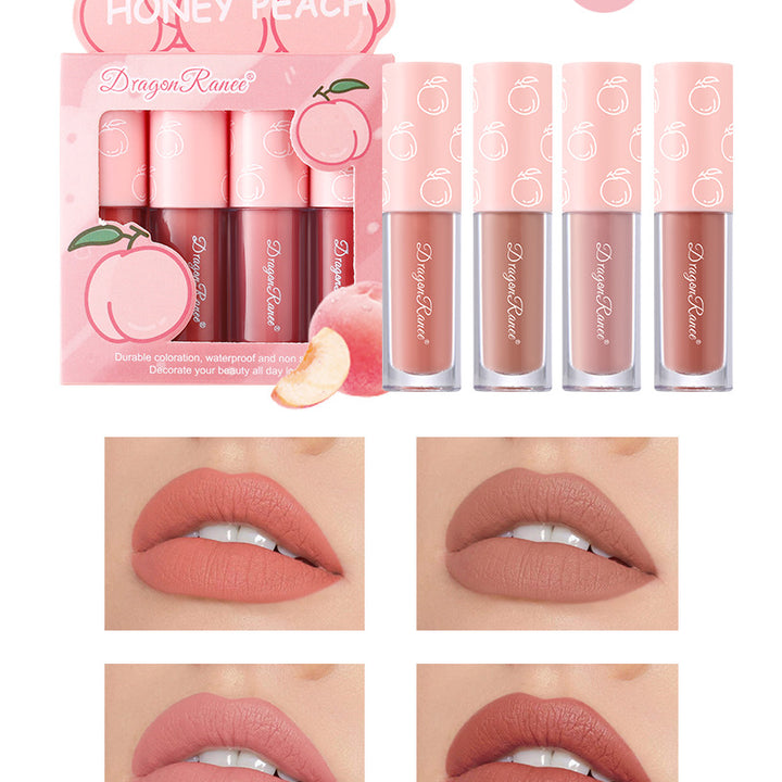 4 Pcs Strawberry Matte Lipstick Set - Lip Stains with Waterproof, Non-Stick, Velvety Finish and Long-Lasting Lip Glaze - Perfect Valentine's Day Gifts for Women with Lip Care Benefits