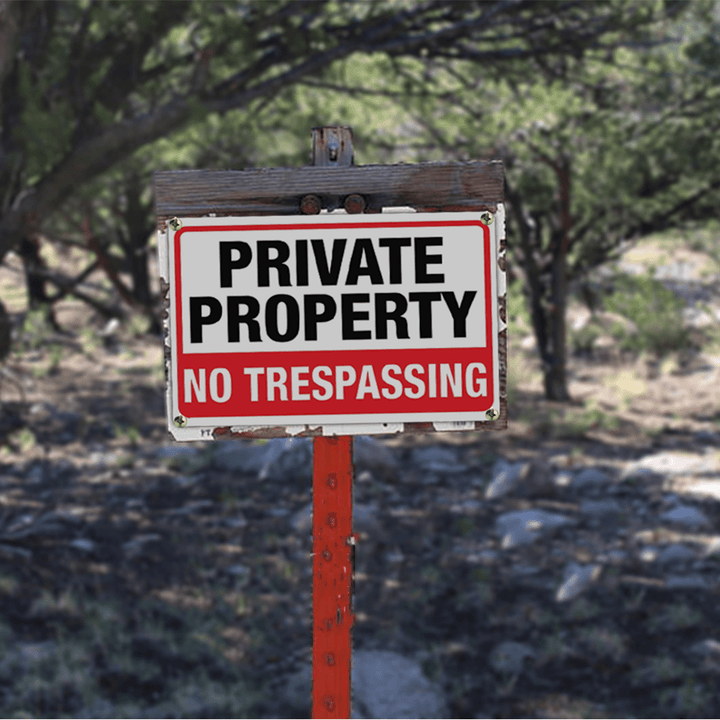 4pcs A Set Private Property No Trespassing Sign Metal 10"x14" Rust Free Aluminum, Indoor & Outdoor Use
