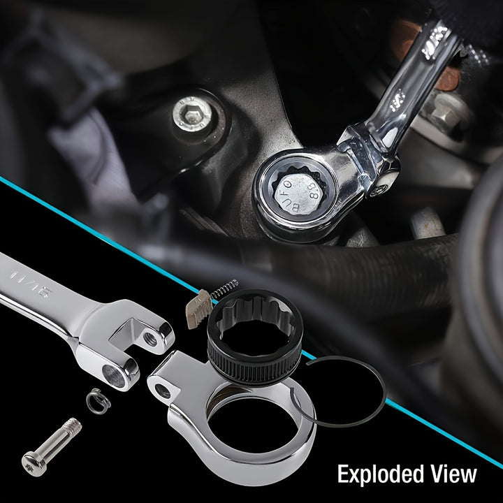 1pc/12pcs, Ratchet Wrench With Flexible Head, Dual-use Ratchet Tool Automotive Hand Tool Ratchet Wrench