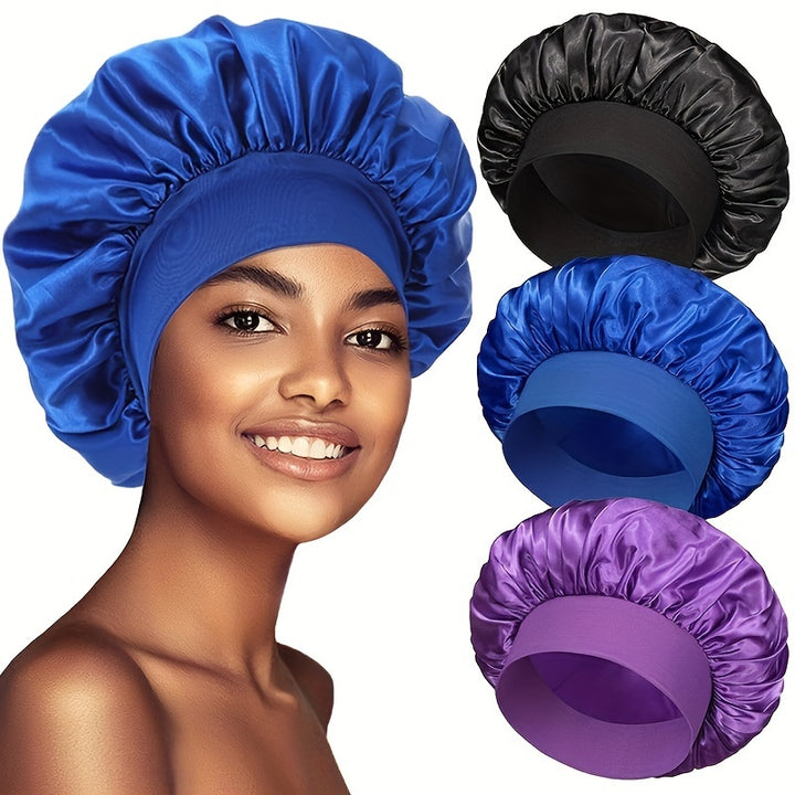 Elastic Band Satin Bonnet - Silky, Extra Large, For Night, Bath, Brimmed Hat, Soft and Comfortable