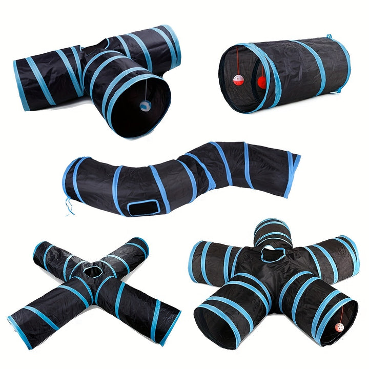 Collapsible Cat Tunnel with Peek Holes
Interactive multi-way tunnel with hanging ball toy—foldable, durable, and perfect for indoor fun with cats, kittens, puppies & small pets.🐈🐕
