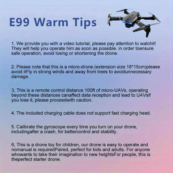E99 Drone with Dual HD Camera
Affordable and easy to fly, this foldable drone features WiFi FPV, altitude hold, and stable remote control—perfect for kids, beginners, and men’s gifts!