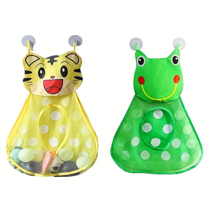 1Pc/2pcs Kawaii Animal Design Mesh Toys Storage Hanging Bag, Versatile Bathroom Wall Mounted Organizer