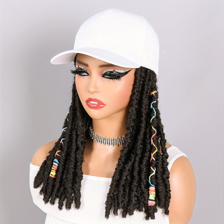 Hat Wigs 12 Inch Dreadlock Wigs With Black Baseball Cap Synthetic Fiber Dreads Hair Extensions With Hat Attatched For Women