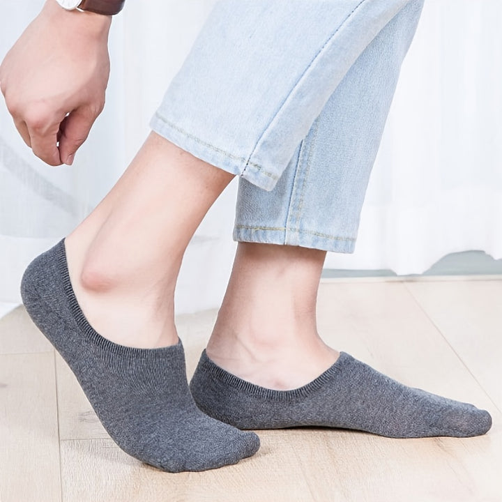 3/5/10 Pairs Men's Cotton Blend Plain Color Breathable Sweat Resistant Anti-odor No Show Socks