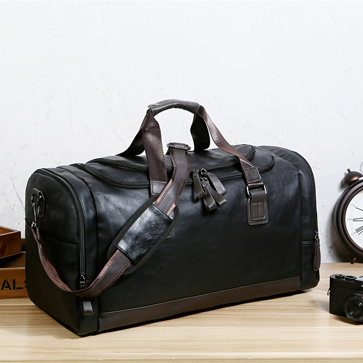 Large Weekend Bag Men Quality PU Leather Travel Carry On Luggage Bag Duffel Handbag Casual Traveling Tote