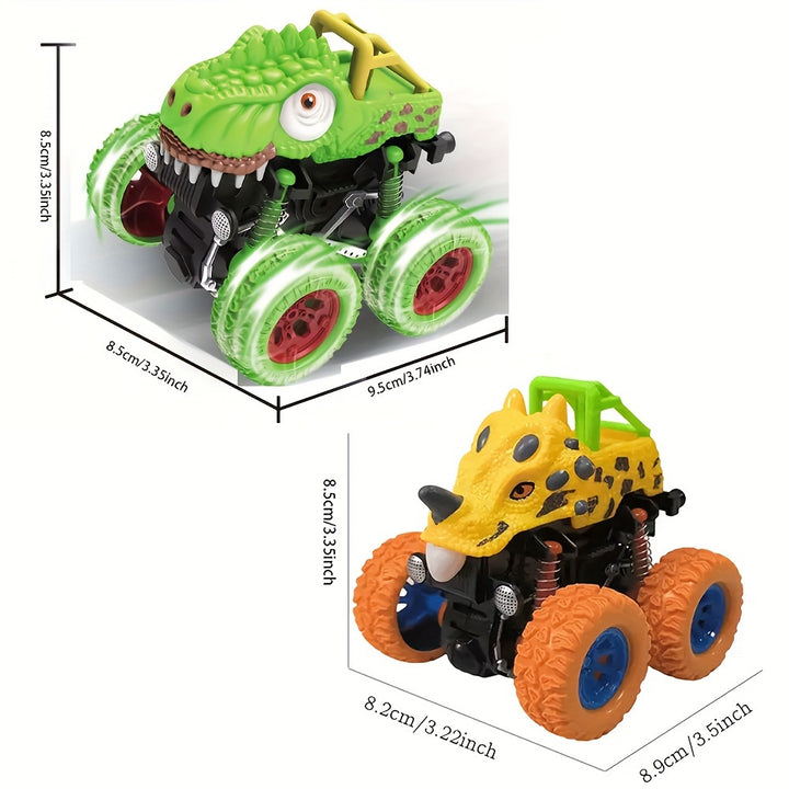 Two-way Inertia Red/Yellow/Blue Dinosaur Toys, Double-sided Flip Driving Drift Vehicle for Boys and Girls Gift