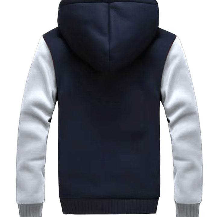 Men'S Winter Thick And Padded Warm Zip Up Hooded Jacket