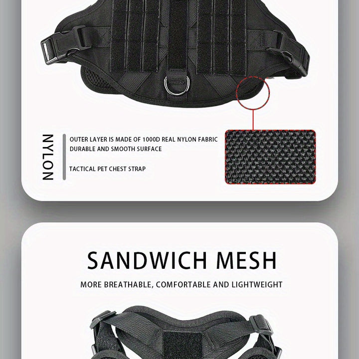 Heavy Duty Adjustable Dog Harness With Handle For Running And Training - Perfect For Medium And Large Dogs
