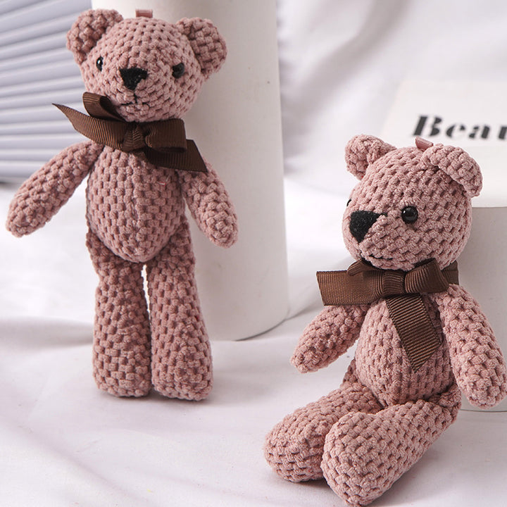 1pc 15cm/5.9in Bear Stuffed Plush Toys, Cute Dress Key Pendant, Dolls, Gifts, Birthday Wedding Party Decor easter gift Christmas, Halloween Gift