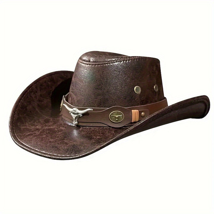 1pc Breathable Sunshade Cowboy Hat With Rivets For Outdoor Casual Camping Fishing Mountaineering, Vacation