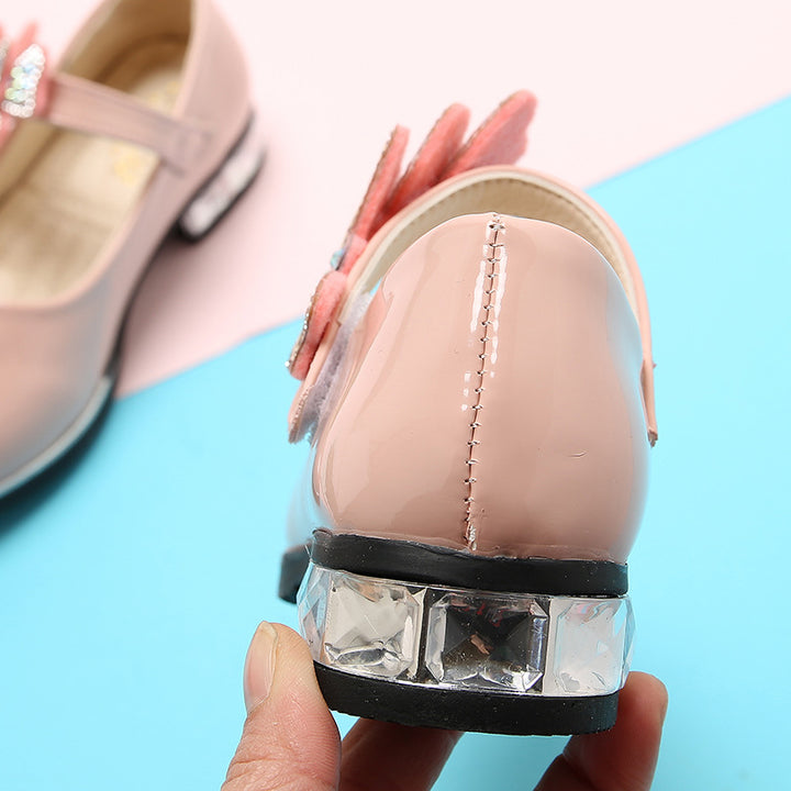 2025 Children's Shoes Girls Black Leather Shoes Performance Shoes Spring & Fall Soft Bottom Children's Single-Layer Shoes Student White Girls Princess Shoes