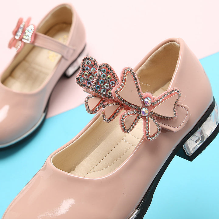 2025 Children's Shoes Girls Black Leather Shoes Performance Shoes Spring & Fall Soft Bottom Children's Single-Layer Shoes Student White Girls Princess Shoes