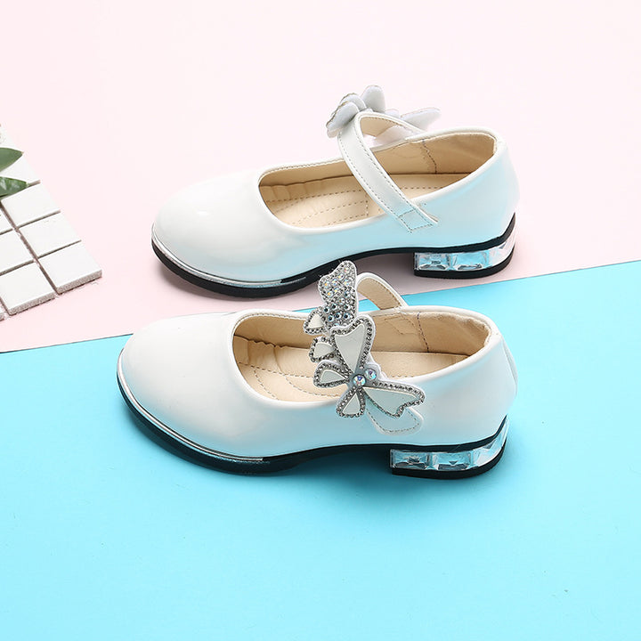 2025 Children's Shoes Girls Black Leather Shoes Performance Shoes Spring & Fall Soft Bottom Children's Single-Layer Shoes Student White Girls Princess Shoes