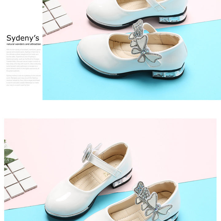2025 Children's Shoes Girls Black Leather Shoes Performance Shoes Spring & Fall Soft Bottom Children's Single-Layer Shoes Student White Girls Princess Shoes