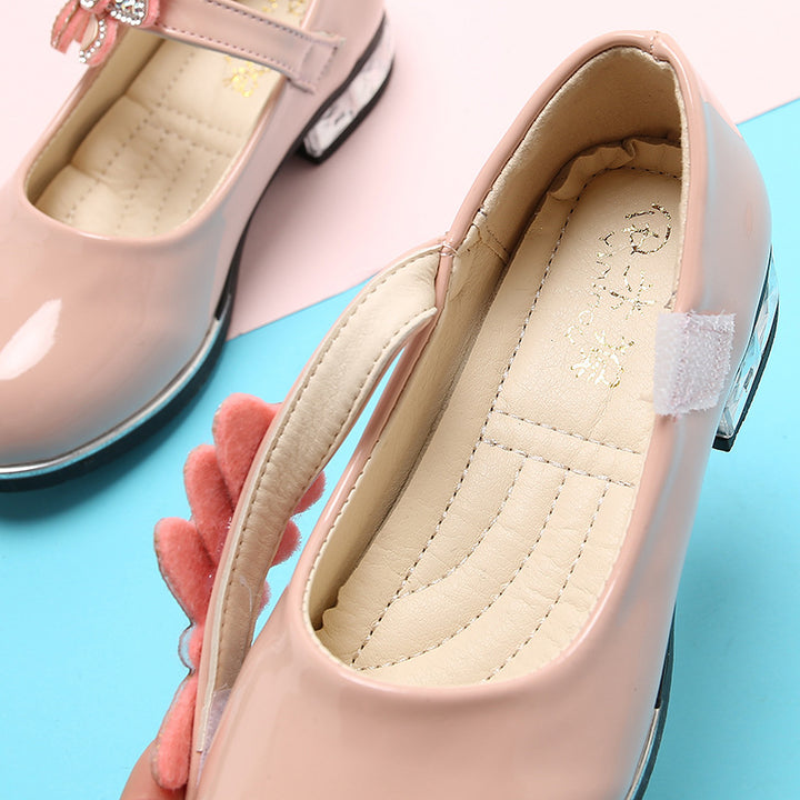 2025 Children's Shoes Girls Black Leather Shoes Performance Shoes Spring & Fall Soft Bottom Children's Single-Layer Shoes Student White Girls Princess Shoes