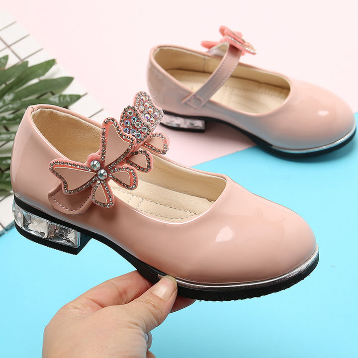 2025 Children's Shoes Girls Black Leather Shoes Performance Shoes Spring & Fall Soft Bottom Children's Single-Layer Shoes Student White Girls Princess Shoes