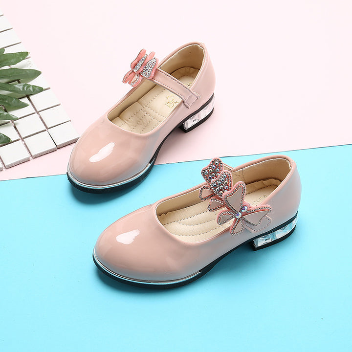 2025 Children's Shoes Girls Black Leather Shoes Performance Shoes Spring & Fall Soft Bottom Children's Single-Layer Shoes Student White Girls Princess Shoes