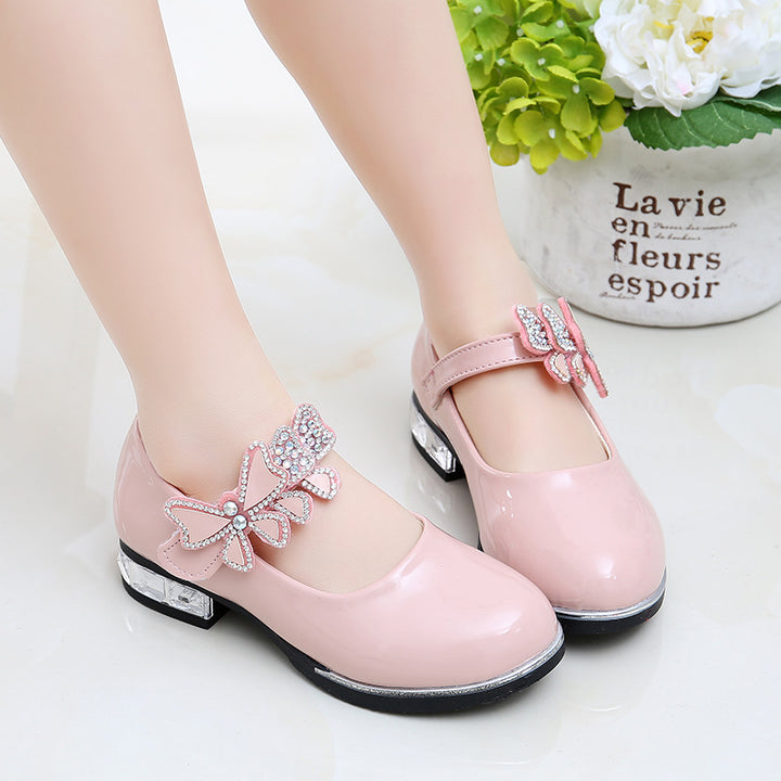 2025 Children's Shoes Girls Black Leather Shoes Performance Shoes Spring & Fall Soft Bottom Children's Single-Layer Shoes Student White Girls Princess Shoes