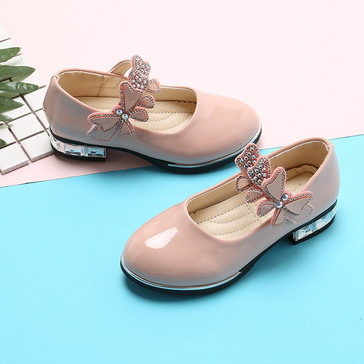 2025 Children's Shoes Girls Black Leather Shoes Performance Shoes Spring & Fall Soft Bottom Children's Single-Layer Shoes Student White Girls Princess Shoes