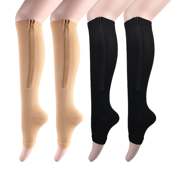 1pair Comfortable Compression Socks with Easy Side Zipper for Men and Women - Reduce Swelling and Improve Circulation