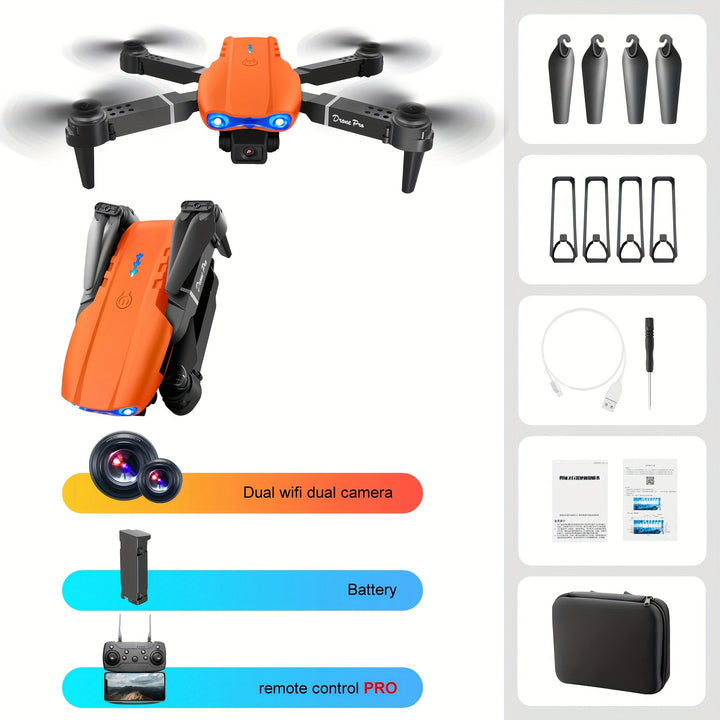 E99 Drone with Dual HD Camera
Affordable and easy to fly, this foldable drone features WiFi FPV, altitude hold, and stable remote control—perfect for kids, beginners, and men’s gifts!