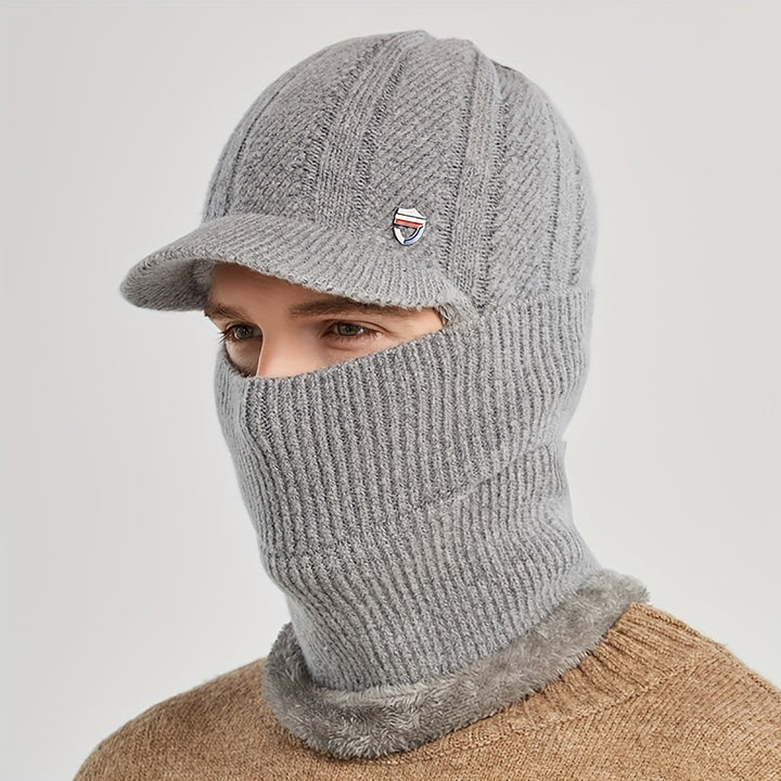 Winter 2 In 1 Set, Balaclava Neck Warmers Knitted Hat Beanie Face Cover Cap For Men And Women, Ear Protection Knitted Hat Neck Cover