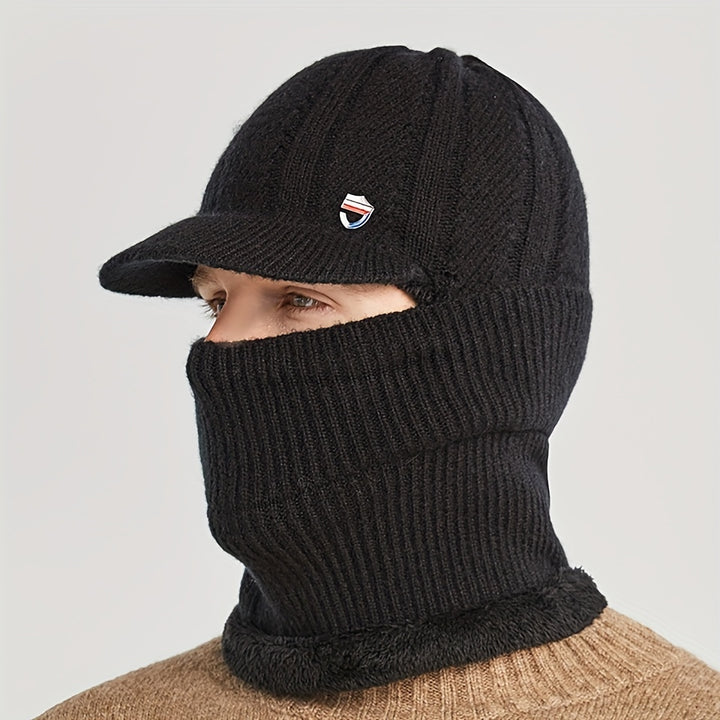 Winter 2 In 1 Set, Balaclava Neck Warmers Knitted Hat Beanie Face Cover Cap For Men And Women, Ear Protection Knitted Hat Neck Cover