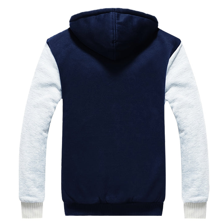 Men'S Winter Thick And Padded Warm Zip Up Hooded Jacket