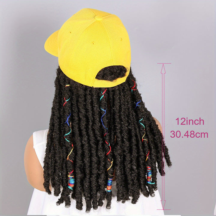 Hat Wigs 12 Inch Dreadlock Wigs With Black Baseball Cap Synthetic Fiber Dreads Hair Extensions With Hat Attatched For Women