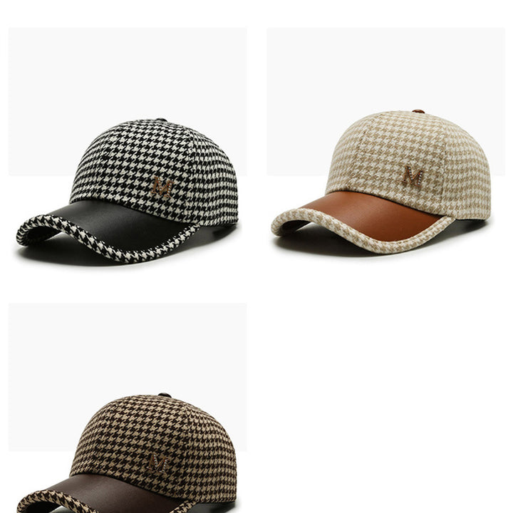Trendy Houndstooth Baseball Cap - Dazzling Rhinestone M Decor - Unisex Sunscreen Trucker Hat - Perfect for Music Festivals & Outdoor Fun