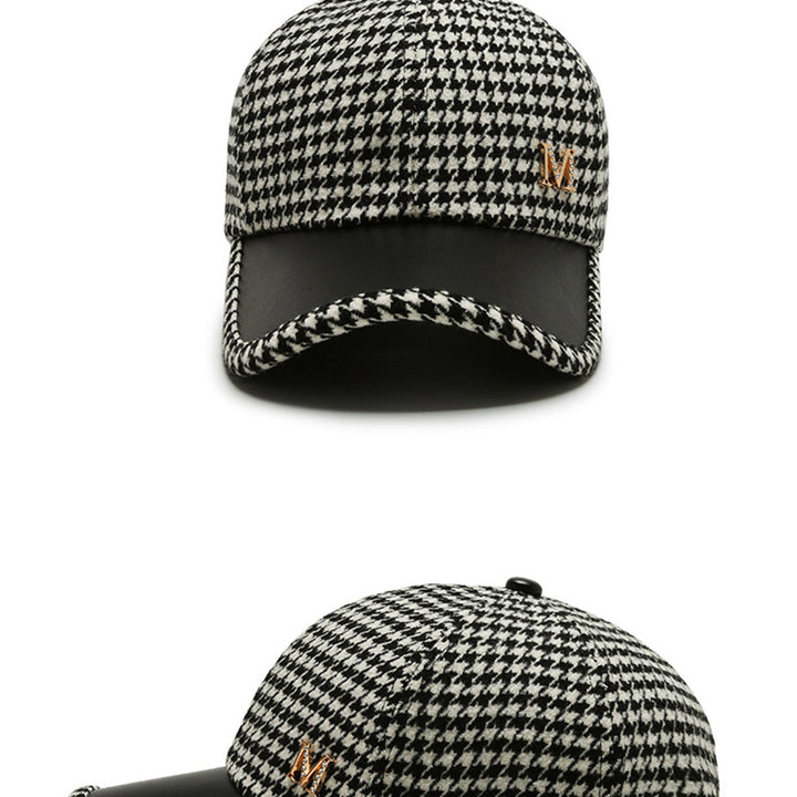 Trendy Houndstooth Baseball Cap - Dazzling Rhinestone M Decor - Unisex Sunscreen Trucker Hat - Perfect for Music Festivals & Outdoor Fun