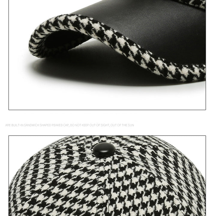 Trendy Houndstooth Baseball Cap - Dazzling Rhinestone M Decor - Unisex Sunscreen Trucker Hat - Perfect for Music Festivals & Outdoor Fun