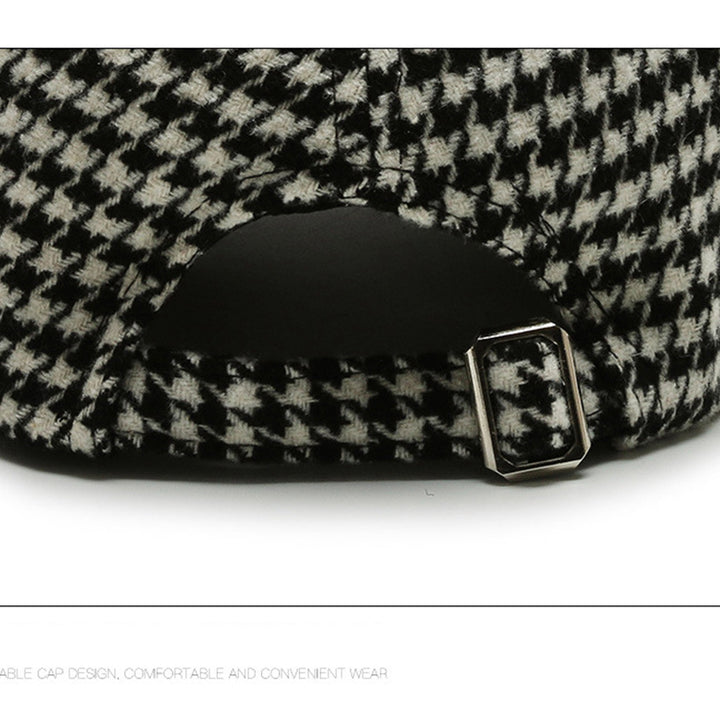 Trendy Houndstooth Baseball Cap - Dazzling Rhinestone M Decor - Unisex Sunscreen Trucker Hat - Perfect for Music Festivals & Outdoor Fun