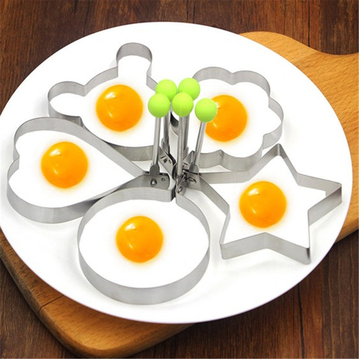 Set Of 5 Stainless Steel Fried Egg Molds, Kitchen Diy Egg Fryer, Love Frying Eggs, Egg Rolled Egg Model, Fried Egg Pancake Fryer