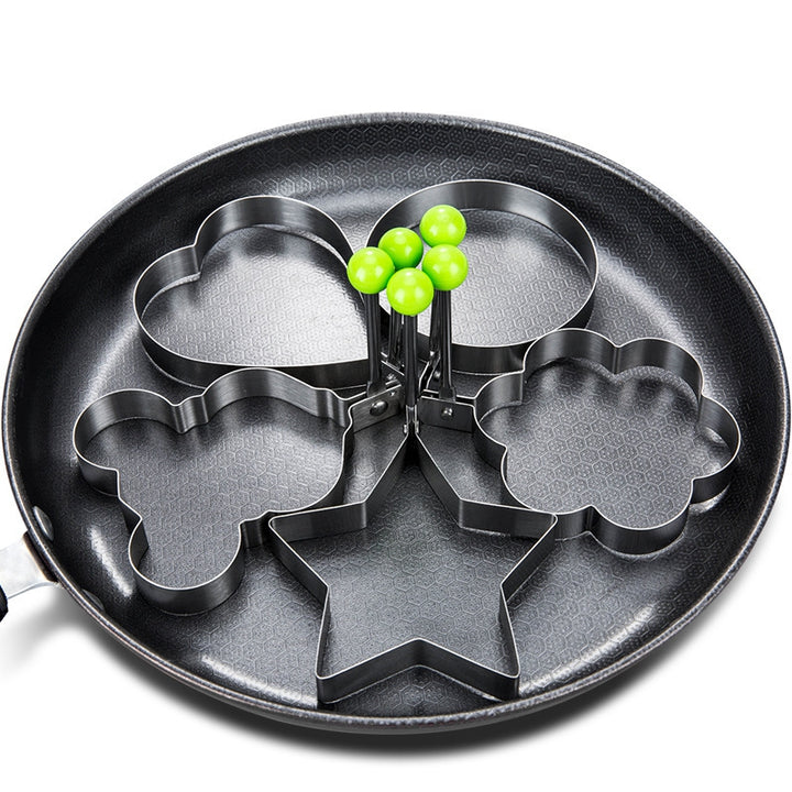 Set Of 5 Stainless Steel Fried Egg Molds, Kitchen Diy Egg Fryer, Love Frying Eggs, Egg Rolled Egg Model, Fried Egg Pancake Fryer
