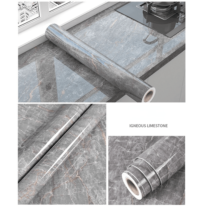 Extra Thick Vinyl Self-Adhesive Wallpaper, Waterproof and Oil Proof, Removable Peel and Stick Wall Stickers for Bathroom and Kitchen, Brick Stone Wood Pattern, Random Matc
