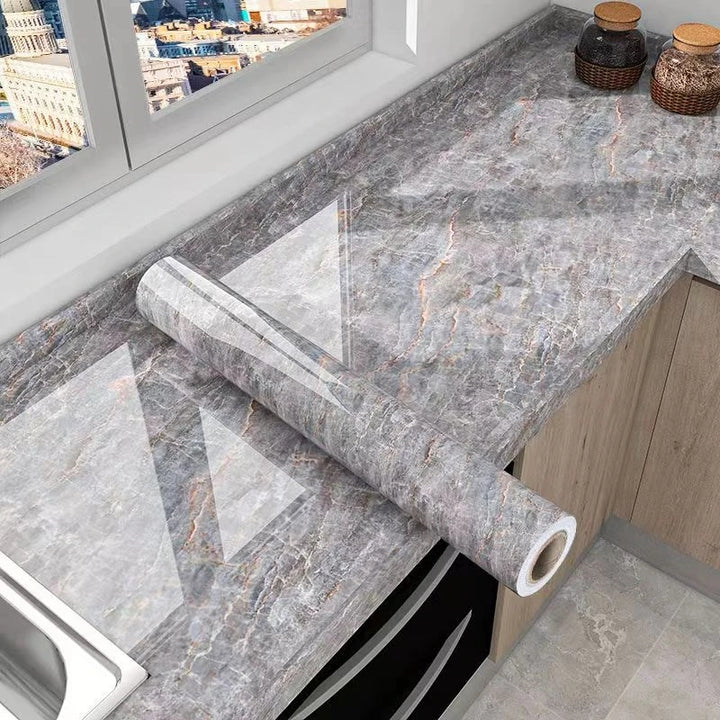 Extra Thick Vinyl Self-Adhesive Wallpaper, Waterproof and Oil Proof, Removable Peel and Stick Wall Stickers for Bathroom and Kitchen, Brick Stone Wood Pattern, Random Matc