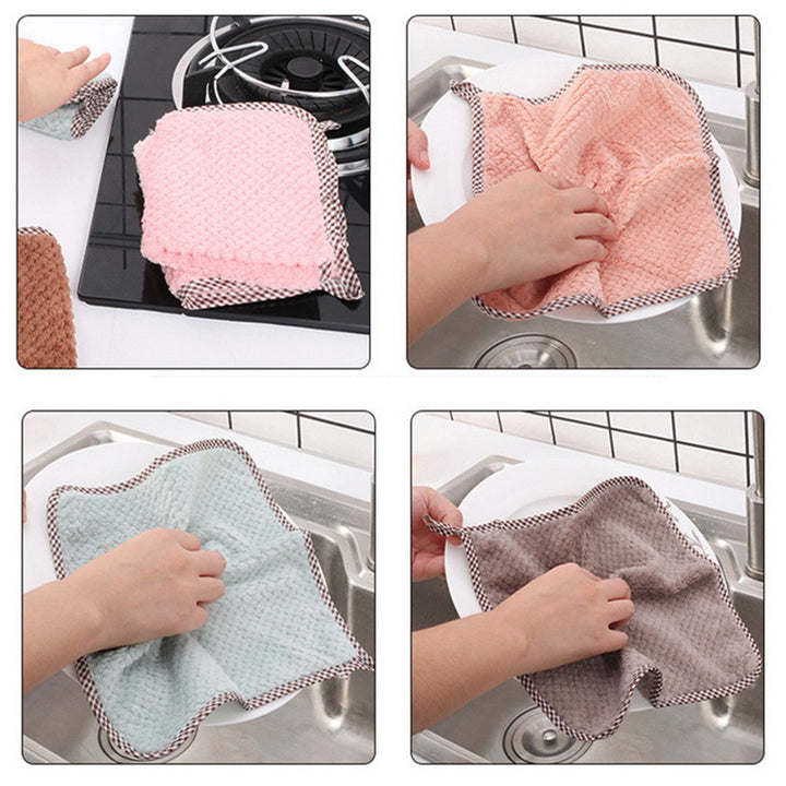 5-Pack Ultra-Absorbent Microfiber Kitchen Towels - Non-Stick, Oil-Resistant, Quick-Drying, and Durable Dish Cloths for Toilet and Daily Cleaning - Soft, Lint-Free, and Easy to Clean
