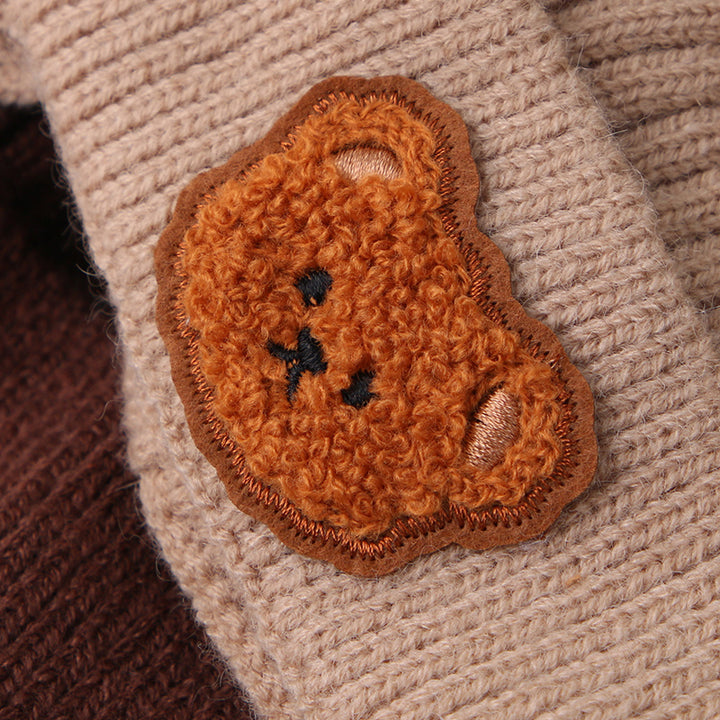 1pc Cute Bear Ear Youngsters Beanie Cap - Cozy Knitted Winter Hat for Youngsters, Boys & Girls | Warm, Soft Crochet Design with Adorable Bear Patch | Stretch Fit 8 Months-4 Years | Hand Washable, Youngsters Hat