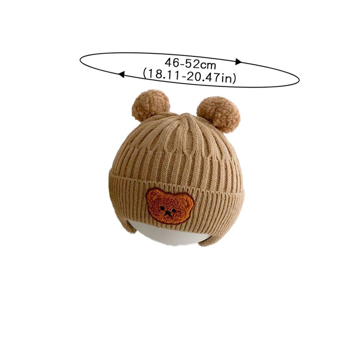 1pc Cute Bear Ear Youngsters Beanie Cap - Cozy Knitted Winter Hat for Youngsters, Boys & Girls | Warm, Soft Crochet Design with Adorable Bear Patch | Stretch Fit 8 Months-4 Years | Hand Washable, Youngsters Hat