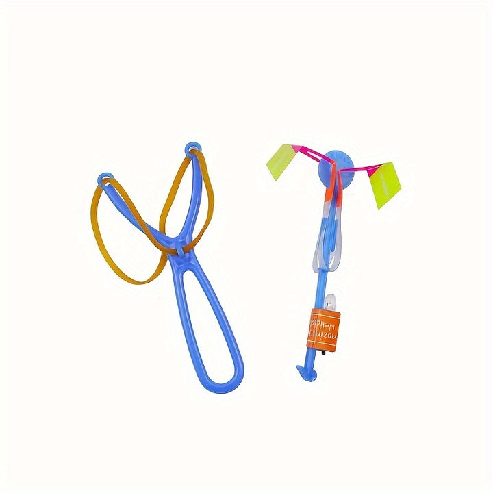 8pcs, Led Lighting Up Luminous Toy, Flying Slingshot, Flying Toys, Fast Catapult Luminous Toy, Glow In Dark Party Supplies, Party Favors, Holiday Gifts, Children Gifts, Outdoor Luminous Toys