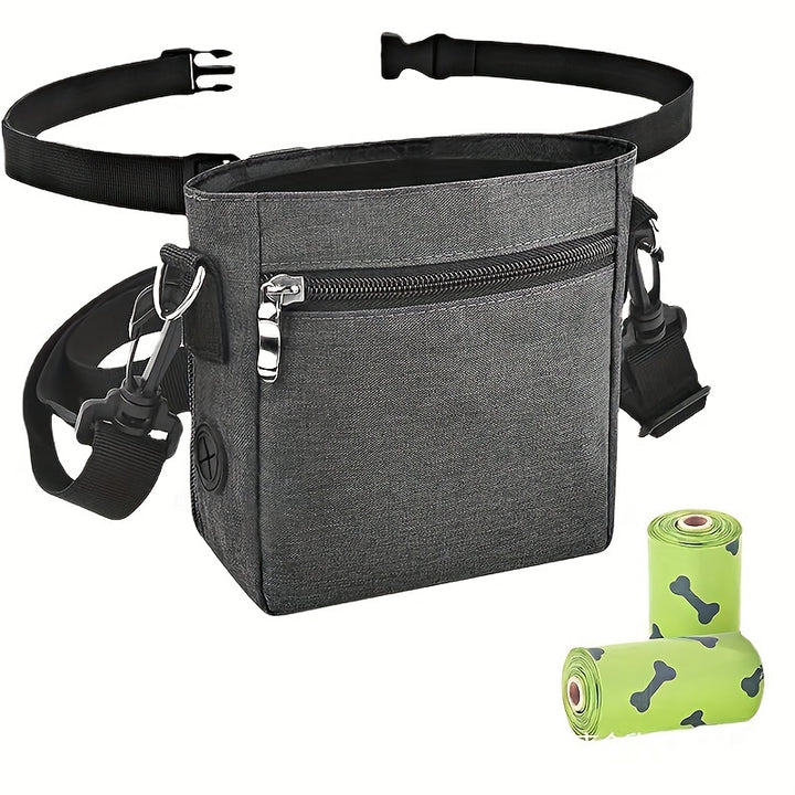Dog Treat Training Pouch Easily Carries Pet Toys, Kibble, Treats Built-In Poop Bag Dispenser 3 Ways To Wear