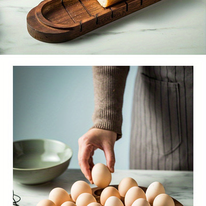 1pc Multi-Compartment Wooden Egg Storage Box - Kitchen Cooking Organizer for Eggs and More