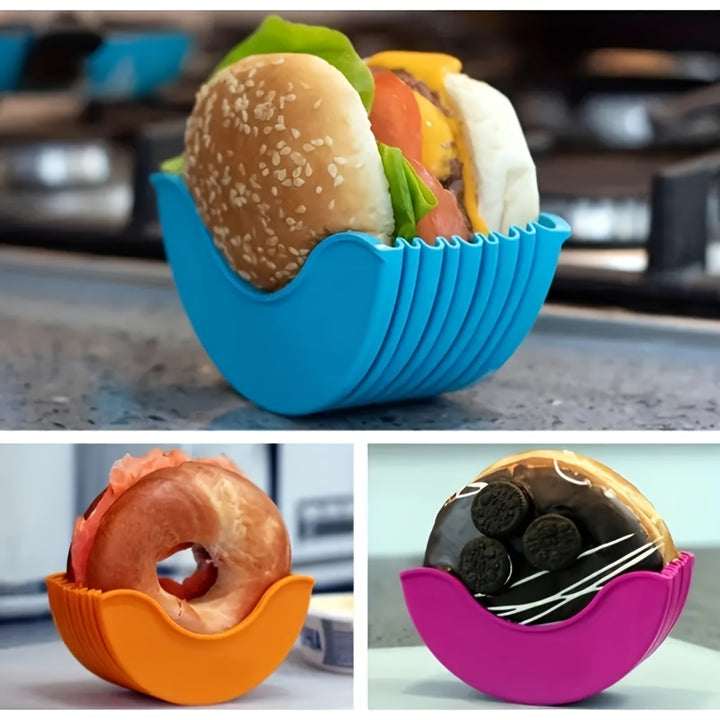 [Expandable Silicone Rack] 1pc/4pcs Reusable Expandable Silicone Hamburger Rack - Hamburger Tool Rack, Storage Rack, Kitchen Storage Box
